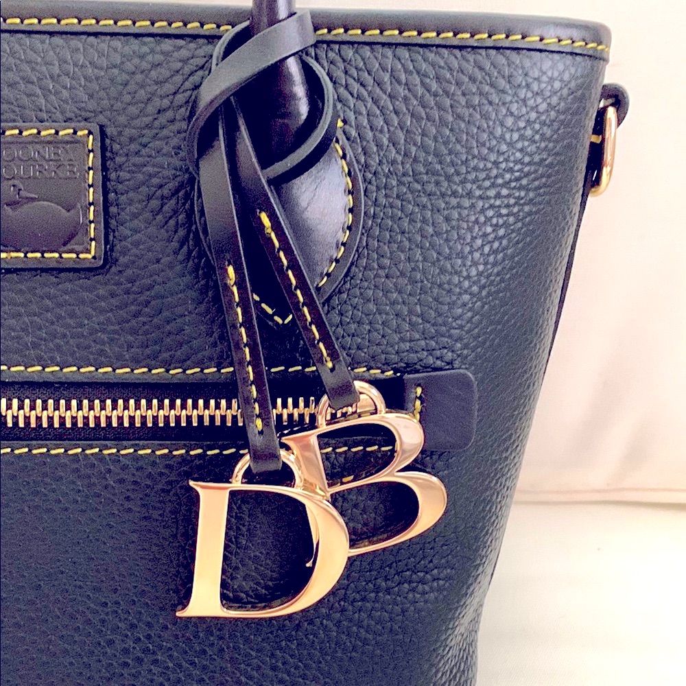 Nwt - Dooney & Bourke Black Leather Tote With 24k Gold Plated Removable Jewelry